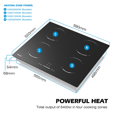 kaufen 60cm 4 Brenner Elektrische Kochplatte 4 Zone Induktionszentrum 6400W GIB464SC online manufacture