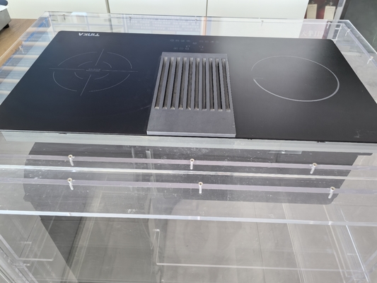 60 cm elektrischer 2-Zonen-Induktions-Kern mit eingebauten Abwärtsströmungsauszieherkappen mit 3 Geschwindigkeiten Max 504m3/Stunde und Touch-Steuerung